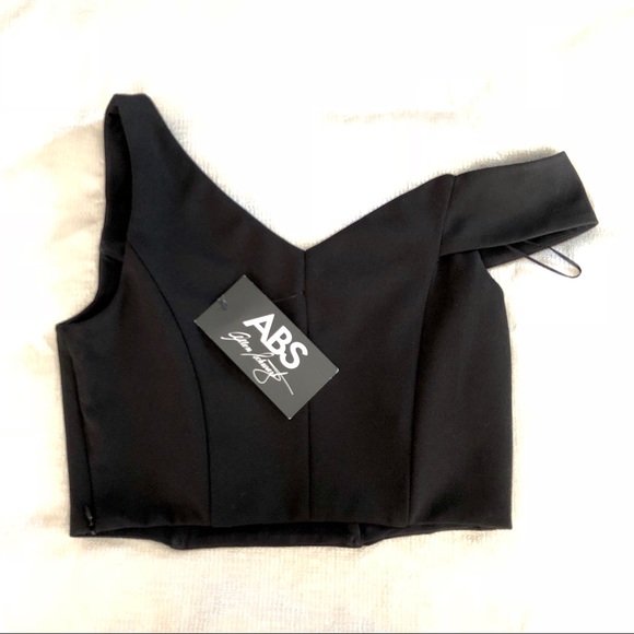 ABS Black Crop Top w Boning Fully Lined - Picture 2 of 7